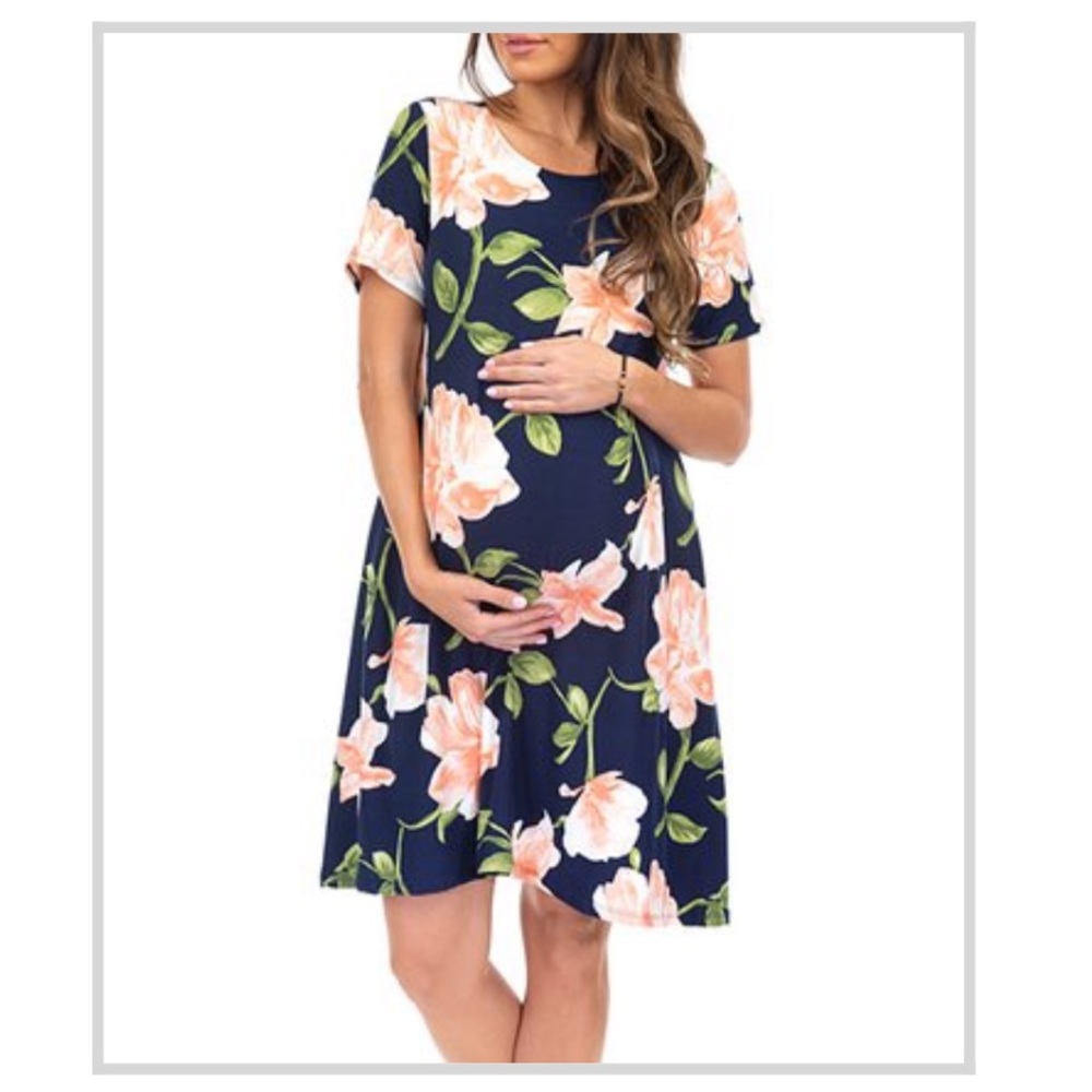 Mother Bee Maternity floral t-shirt dress